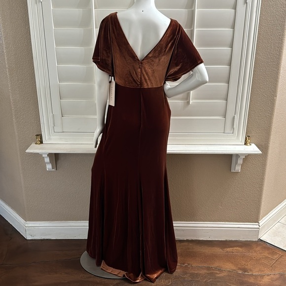 Revelry Maternity Gwen Velvet Dress Rust - Picture 5 of 11
